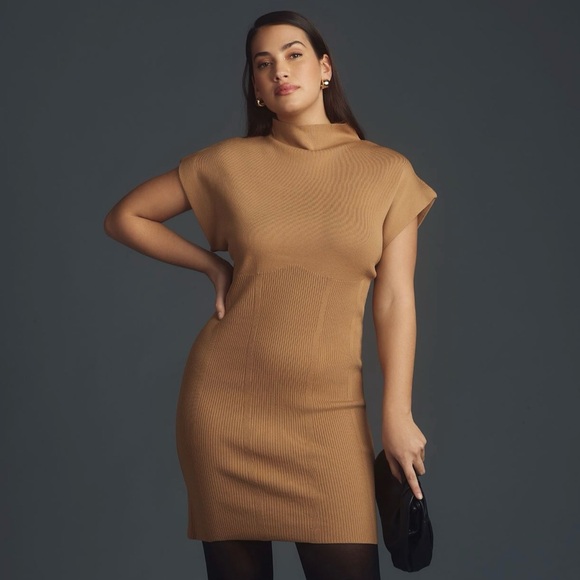 Anthropologie Mock-Neck Cap-Sleeve Mini Dress - Picture 9 of 10